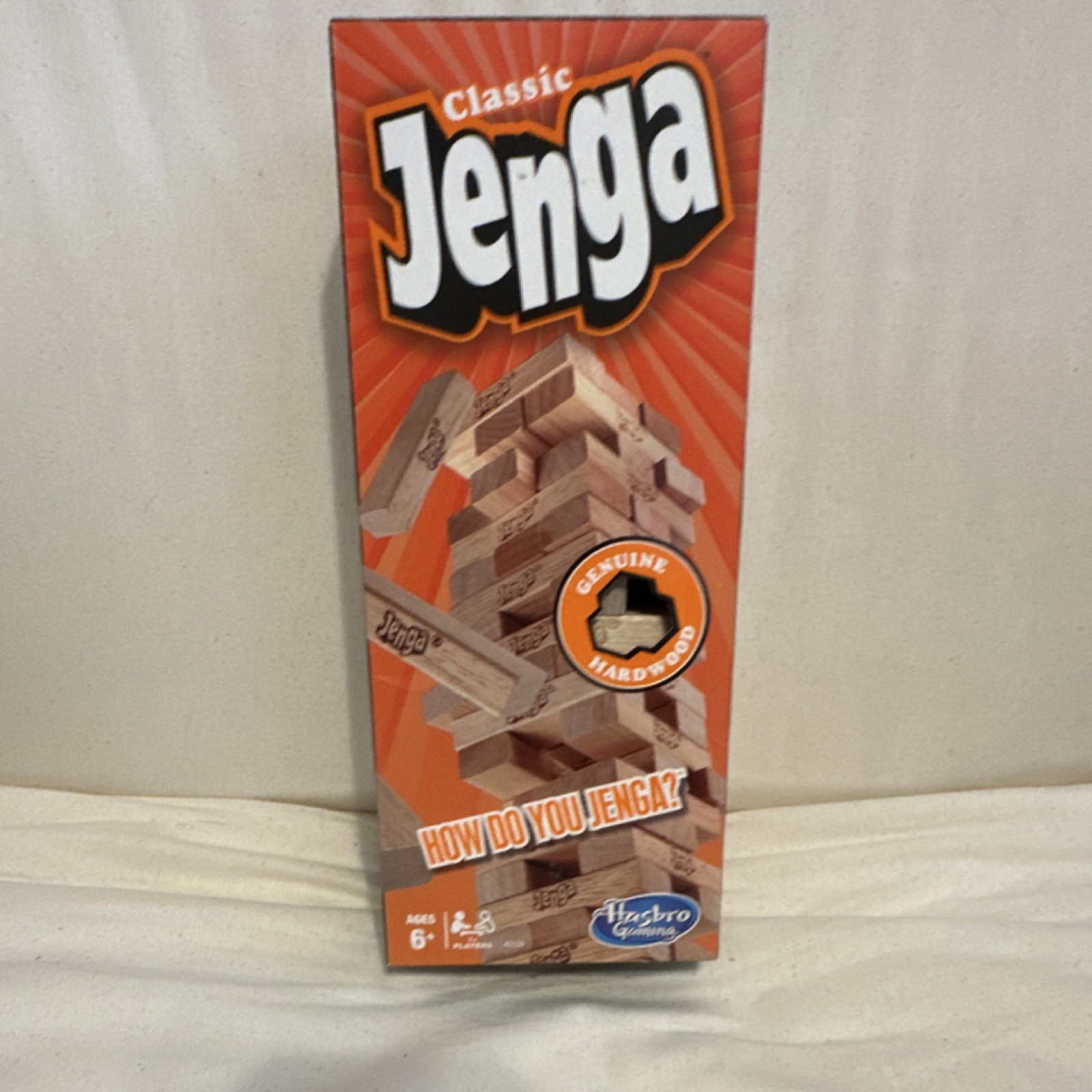 Hasbro Jenga Genuine Hardwood Family Strategy Game, Ages 6+, 2+ Players