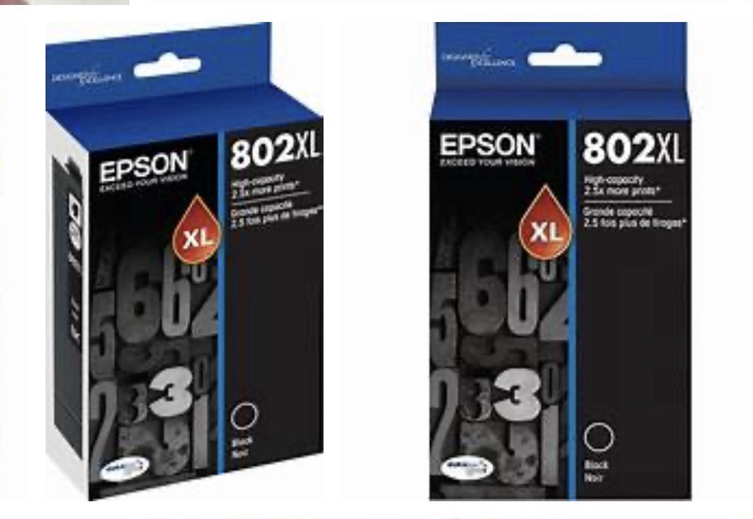 Lot of 2 Epson Genuine 802XL T802XL120-S Black Ink Cartridge No Box