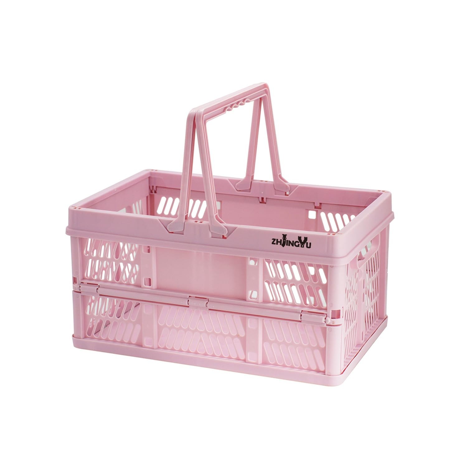 Pink crates for storage,plastic baskets for organizing,14.96" x9.84"x 7.87" c...