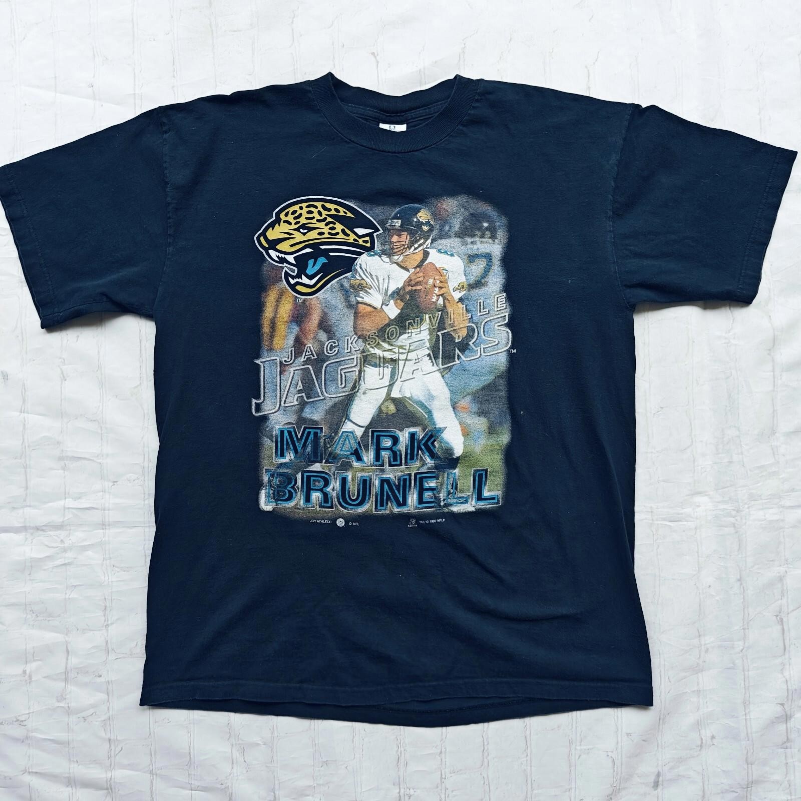 Vintage Mens Jacksonville Jaguars NFL Black T Shirt Size XL X Large Brunell 1997