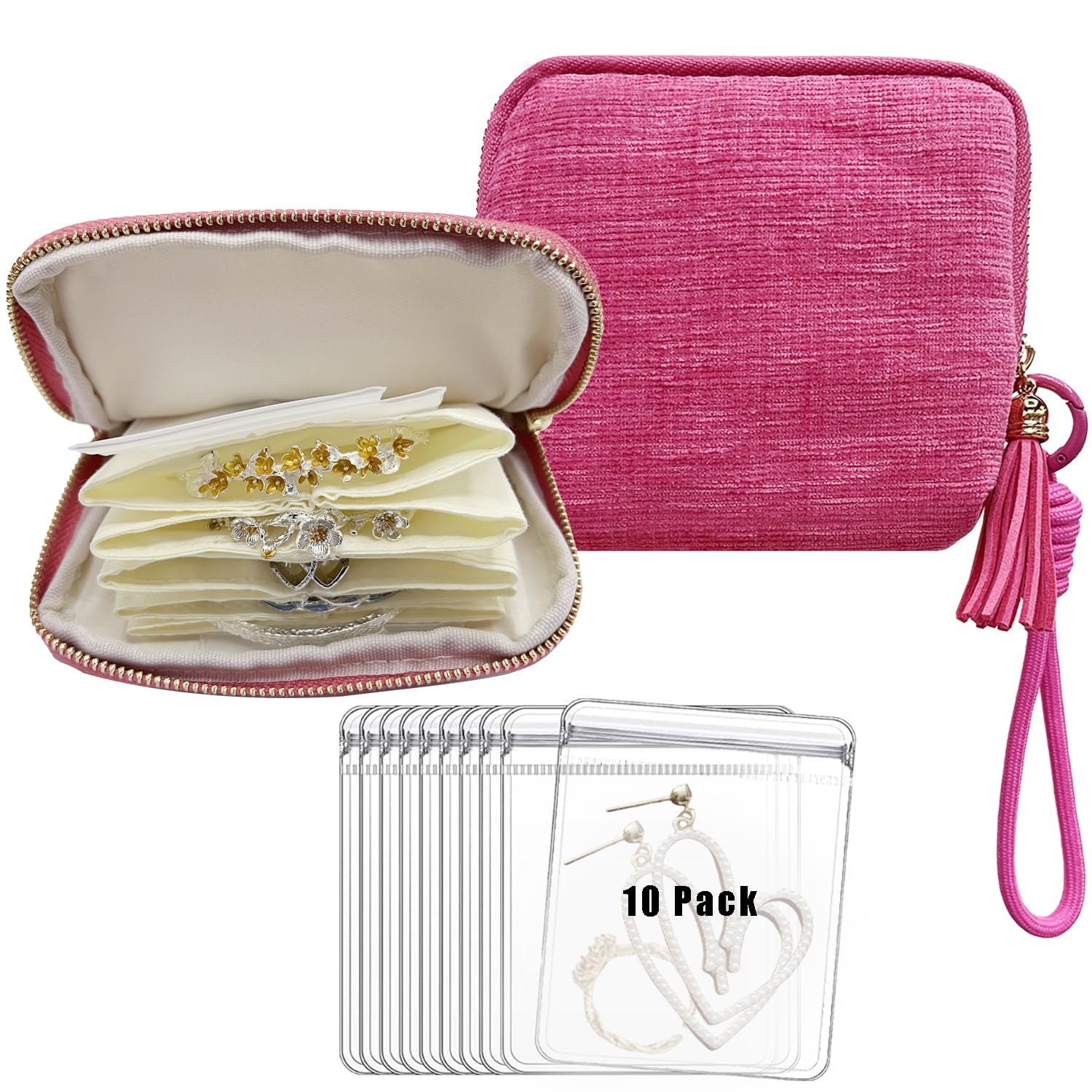 Small Travel Jewelry Case with Lanyard, Portable Jewelry Bags, Organizer Pouc...