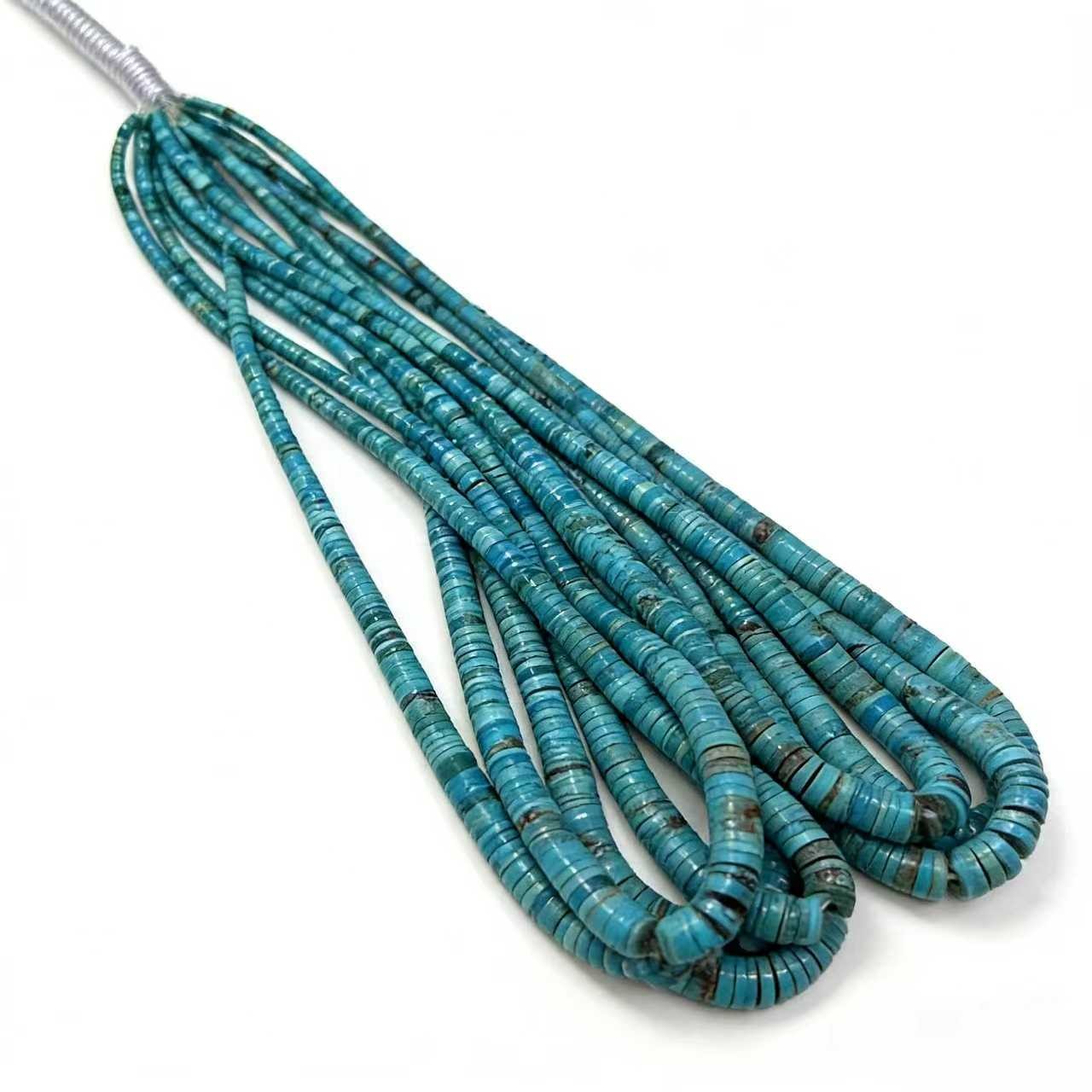 Natural AA Grade Turquoise Graduated Heishi Beads Size 3-8mm 16" Strandd