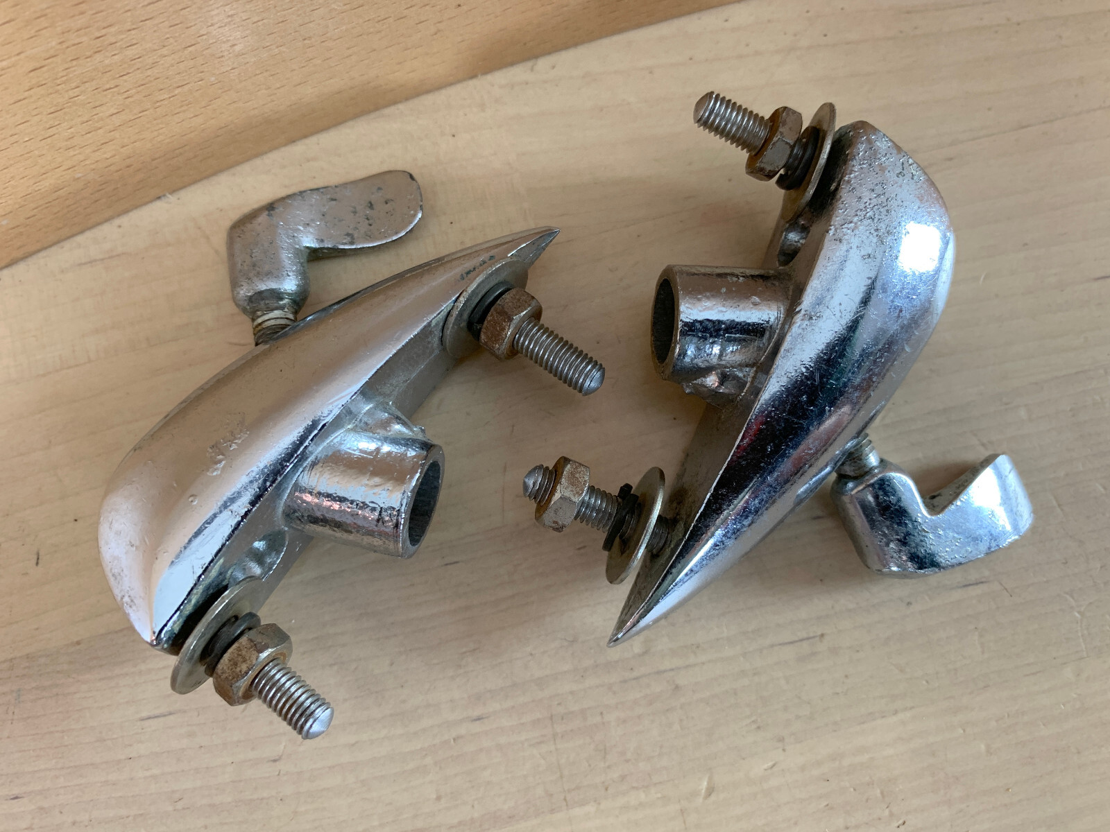 2x SONOR 50s Vtg Bass Kick Drum SPUR MOUNT Bracket Holder Parts Teardrop German