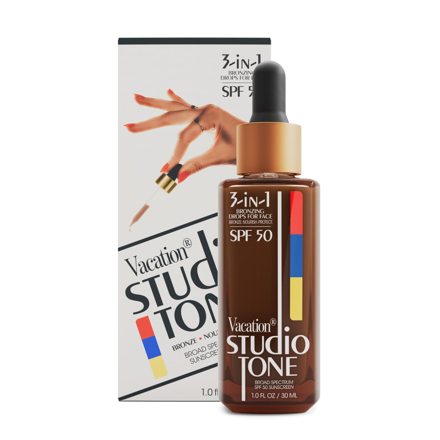 Studio Tone SPF 50 Sunscreen Bronzing Drops for Face, Sunkissed Skin Bronzer, Ma
