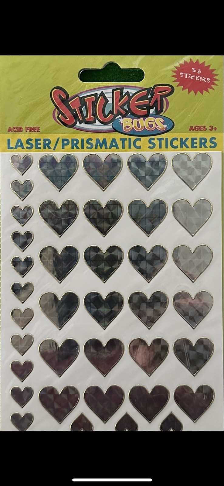 6 x Sheets of prismatic Silver Heart Stickers, Teachers Aid,Craft Bundle