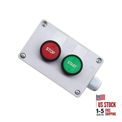 Start/Stop Box Momentary Red Green Sign NO NC Push Button Switch Station AC 