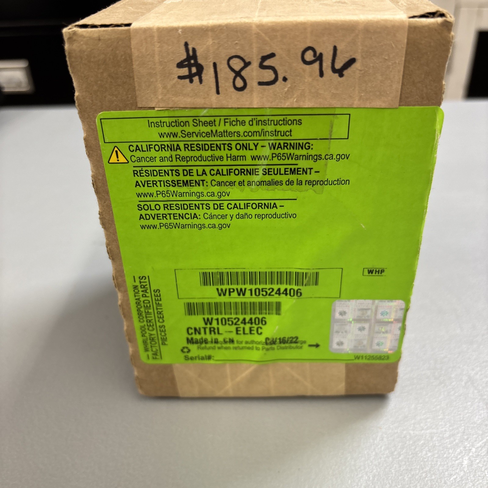 Genuine Refrigerator Whirlpool Control Board Part#W10524406