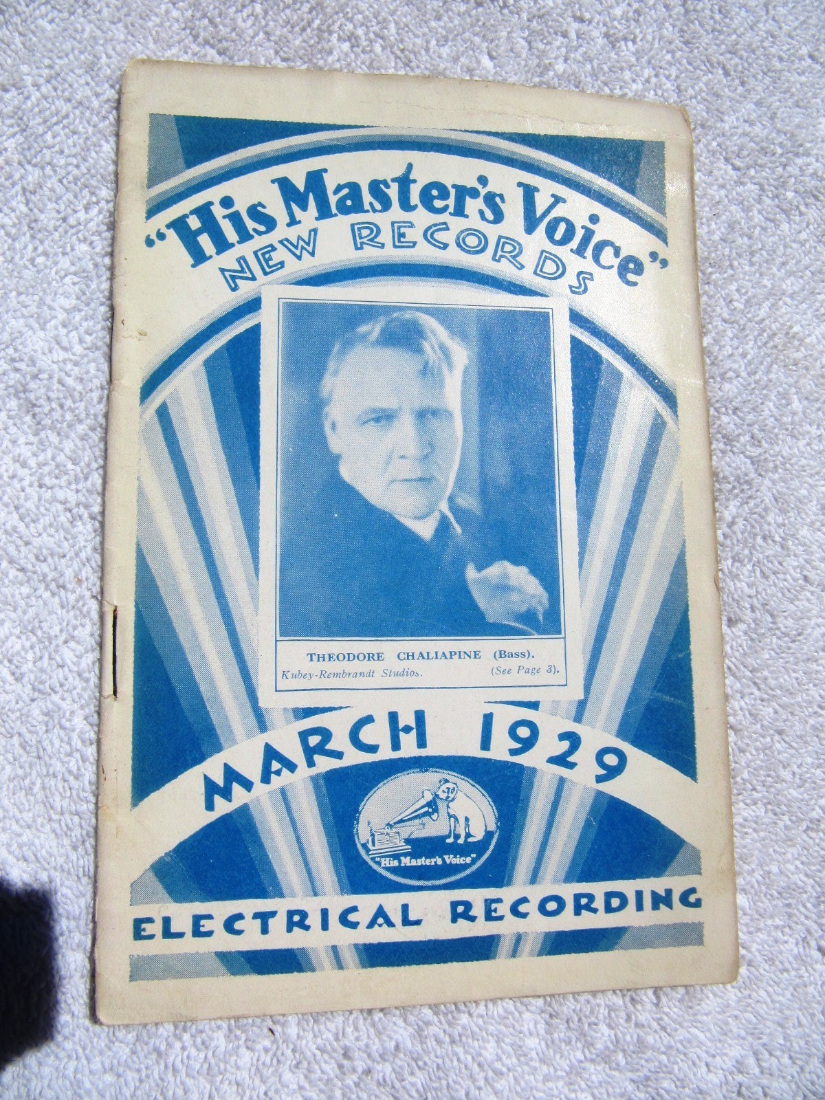 March 1929 HIS MASTER'S VOICE NEW RECORDS Supplement FEODOR CHALIAPIN CATALOGUE.