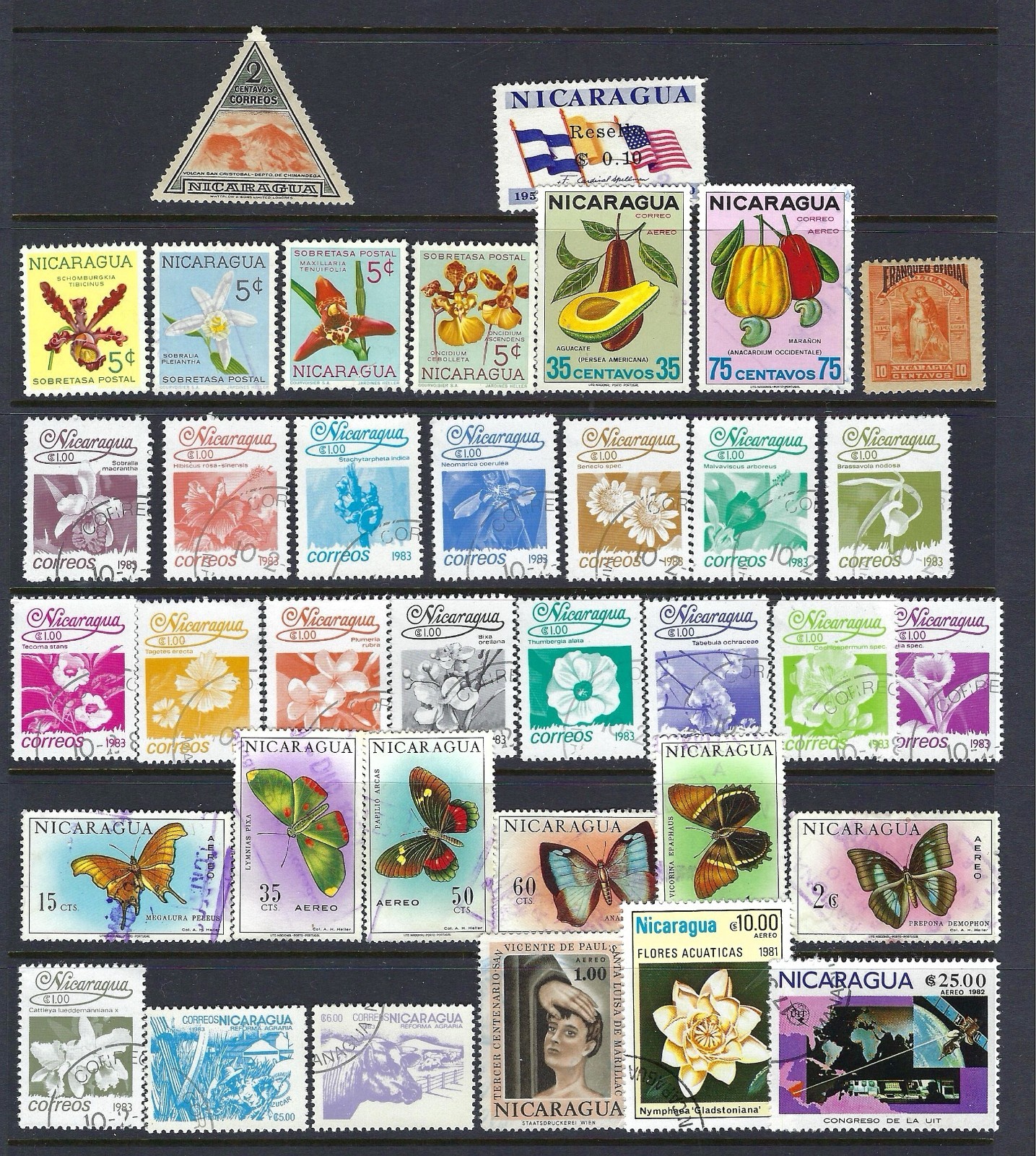 NICARAGUA Stamps Used - 54 Different - Nice selection-Good Value-Take a Look!