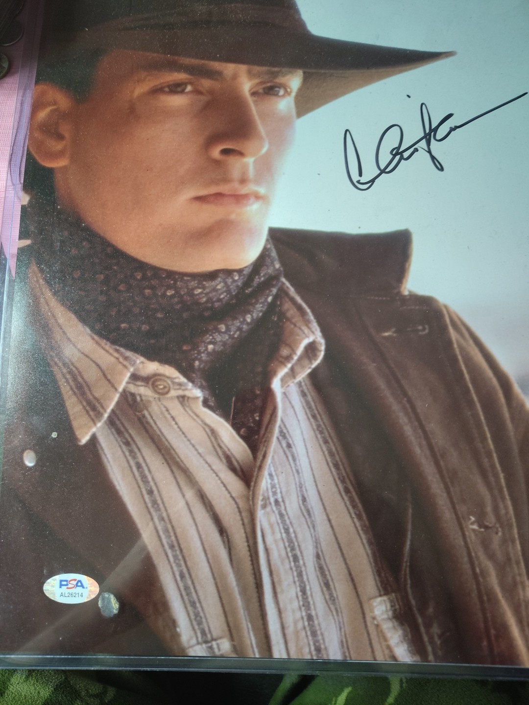Charlie Sheen Signed Young Guns 11x14 Photo Autograph PSA Certificate 