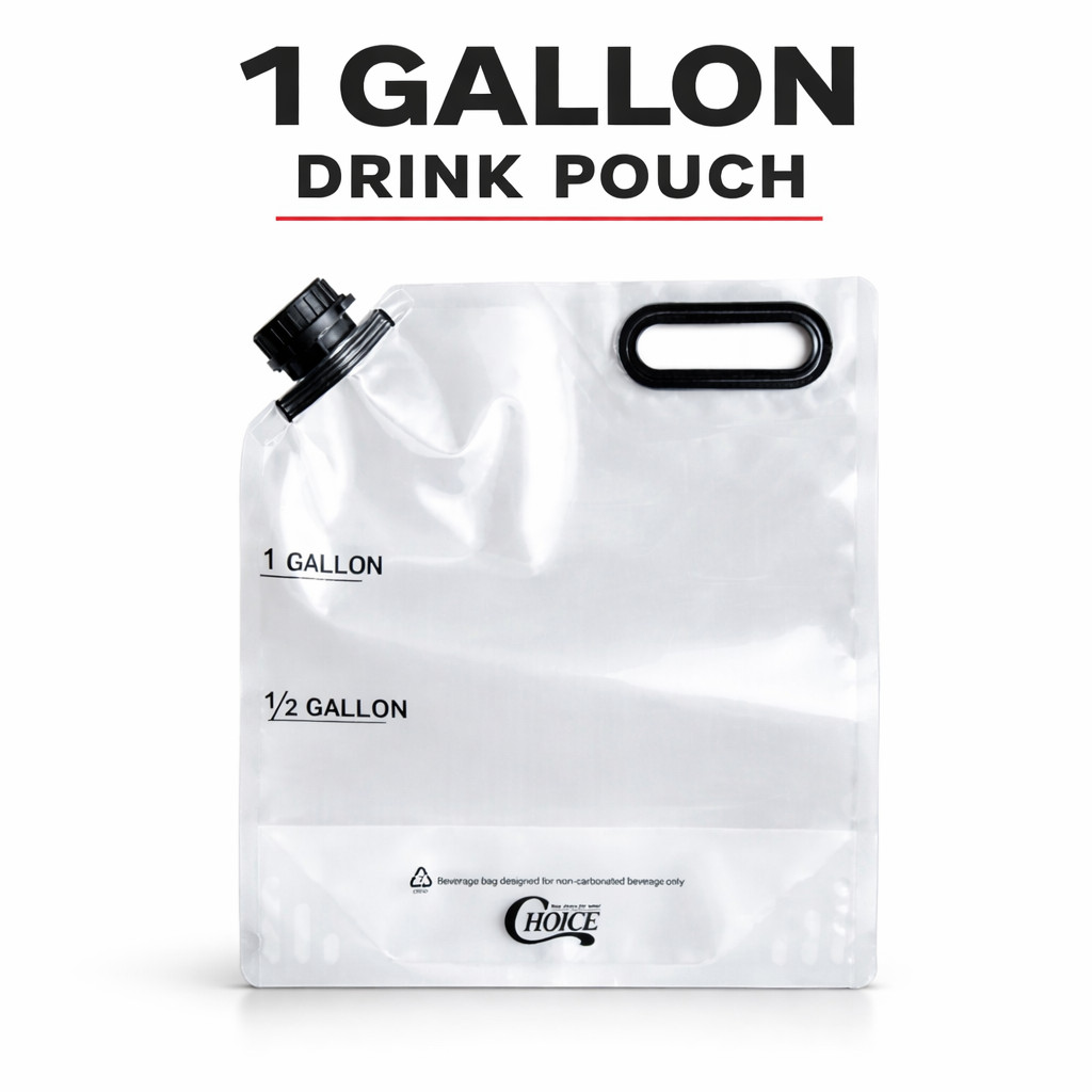 1 Gallon Beverage Take Out Bags w/ Screw Cap Drink Pouch Coffee Tea 5-50