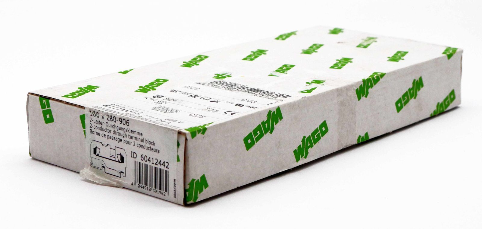 100 x Wago 280-906 60412442 0.08...2.5mm² 2-wire feed-through terminal block-sealed-