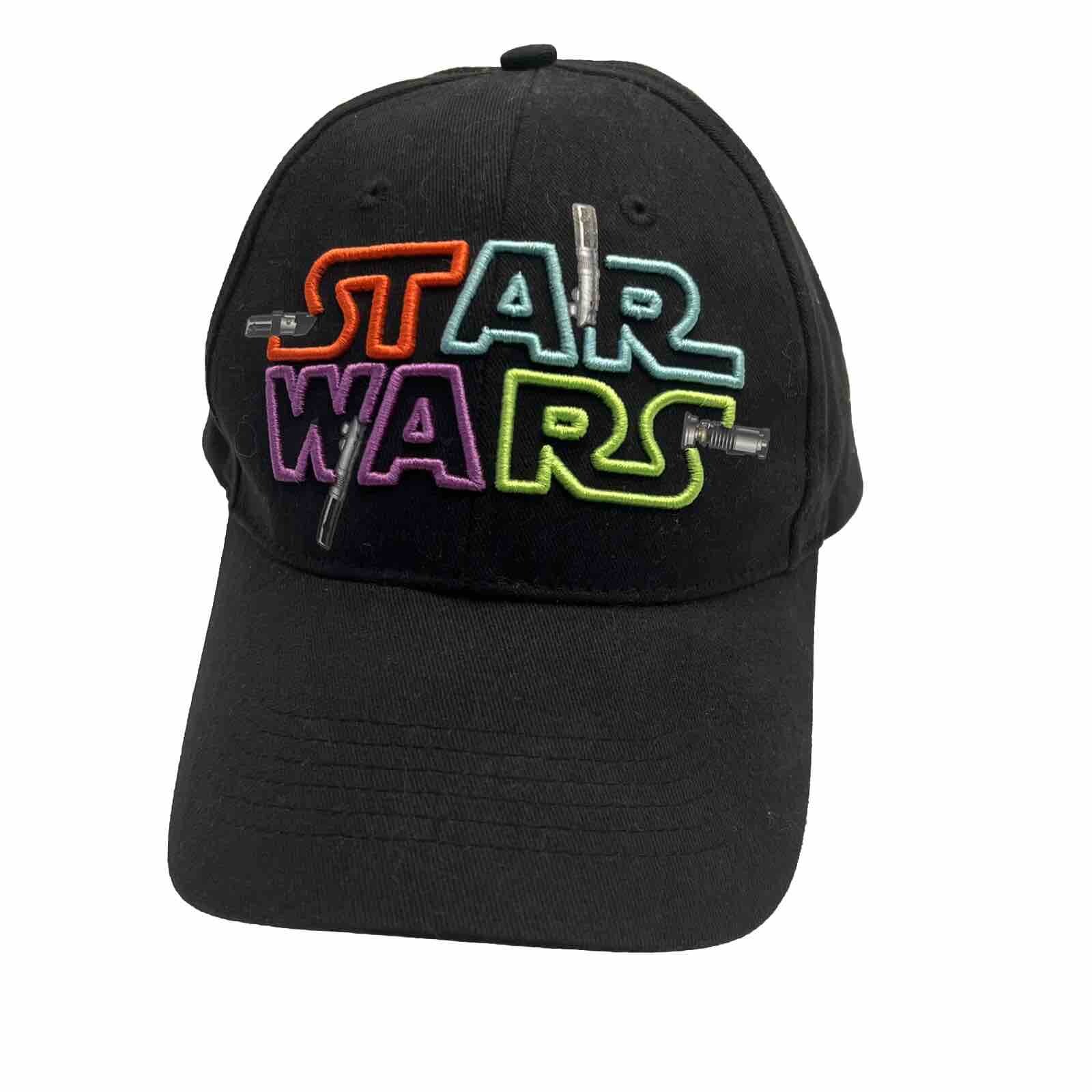 Disney Star Wars Multi-Color Embroidered Black Hat Cap Hook Loop Adult 57-62cm