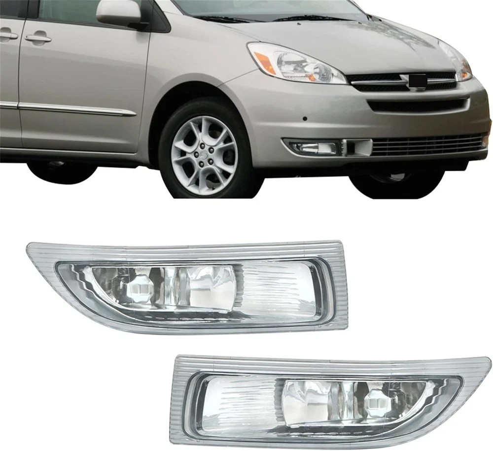 2Pcs Fog Lights Replacement for Toyota Sienna 2004 2005 Clear Lens Fog Light W/B