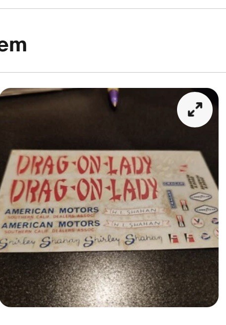 1/64 CUSTOM WATERSLIDE DECAL - DRAG -ON -LADY PLYMOUTH