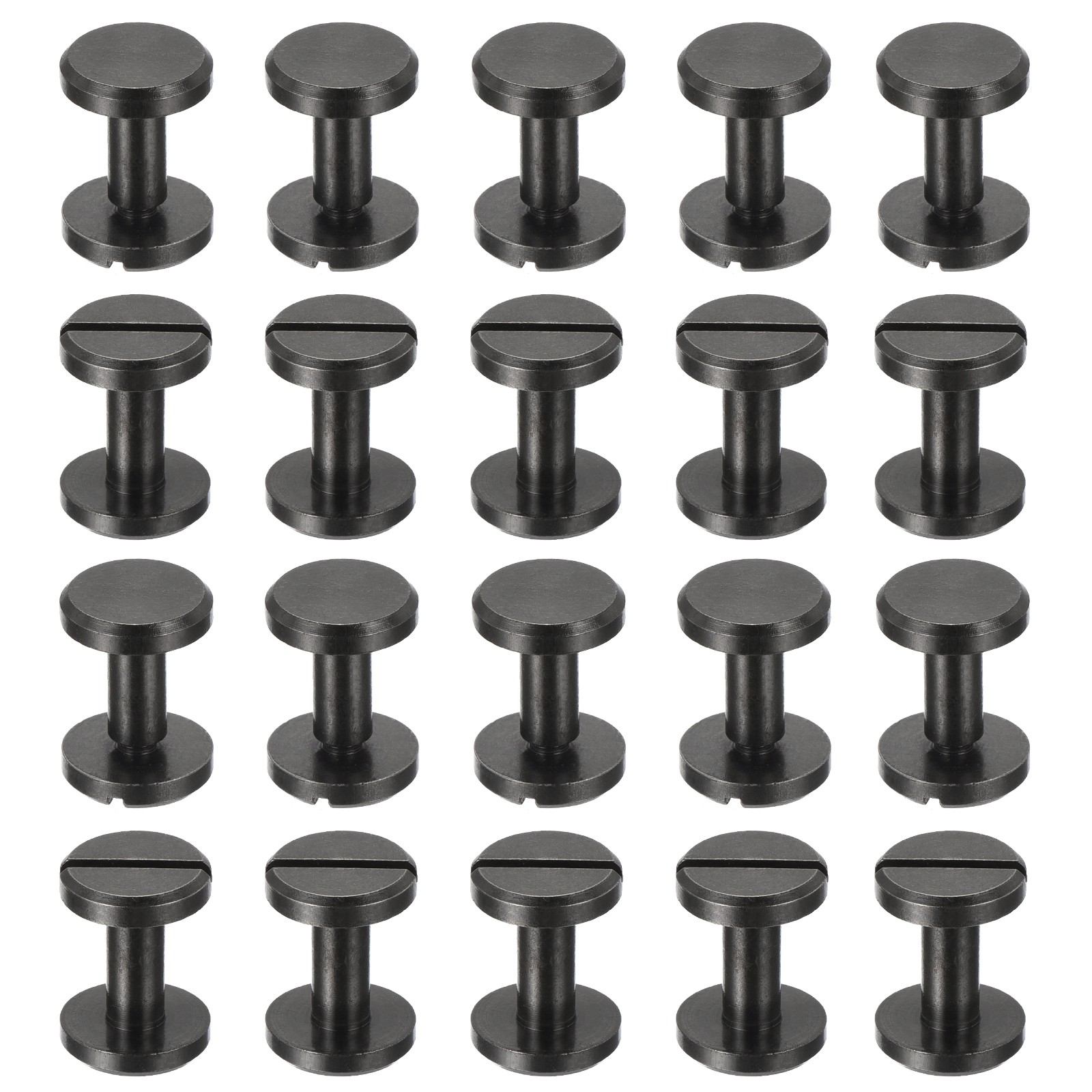 50 Sets Chicago Screws, 12mm L Brass Chicago Screw Slotted Screw Rivets, Black