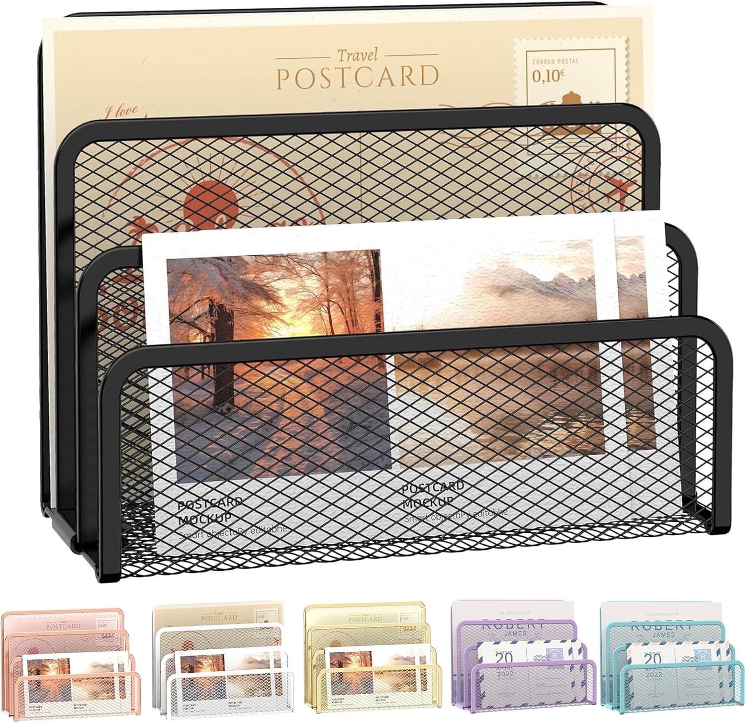  Mail Organizer, Desktop File Organizer Mesh Metal Mail Holder Countertop with 