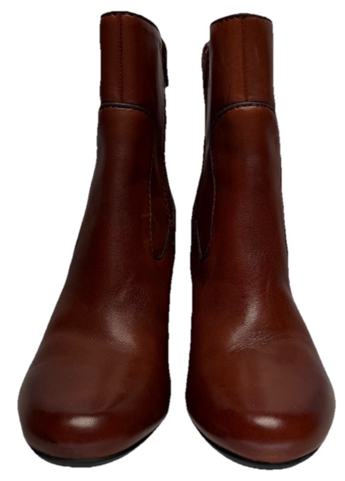 Clarks Stroll Vine Rust Womens Brown Leather Boots Zip Heel Size 6.5 25067008