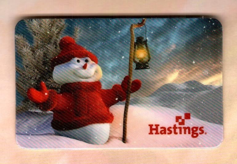 HASTINGS Snowman with Lantern ( 2012 ) Gift Card ( $0 )