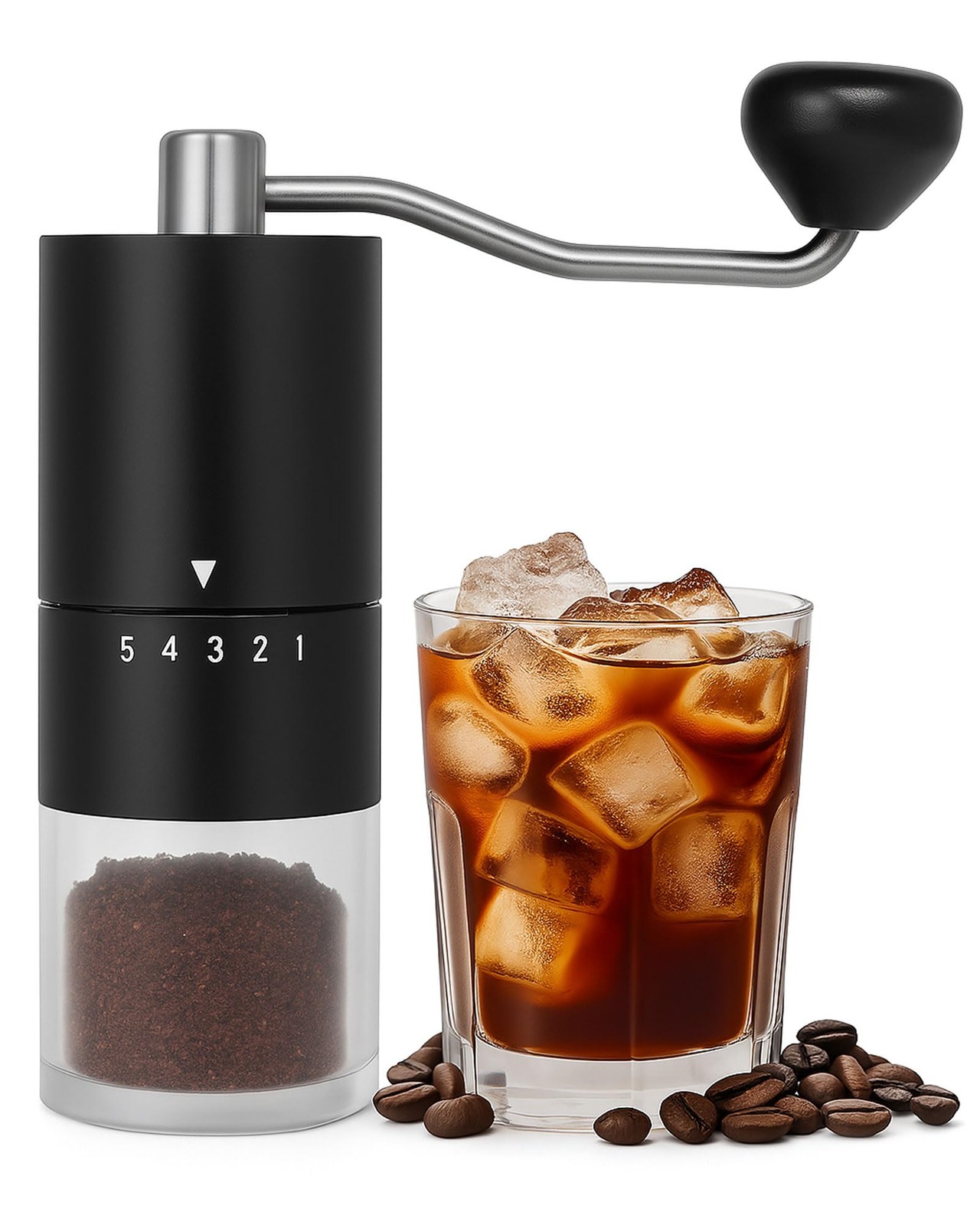 Manual Coffee Grinder With Ceramics Burr For Espresso,French 25G, Black 