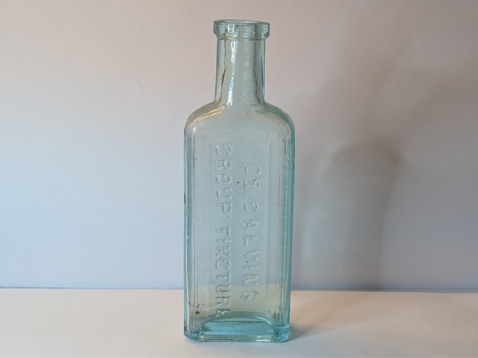 Antique Apothecary Aqua Glass Bottles - 1900s Vintage Croup Tincture Scranton PA