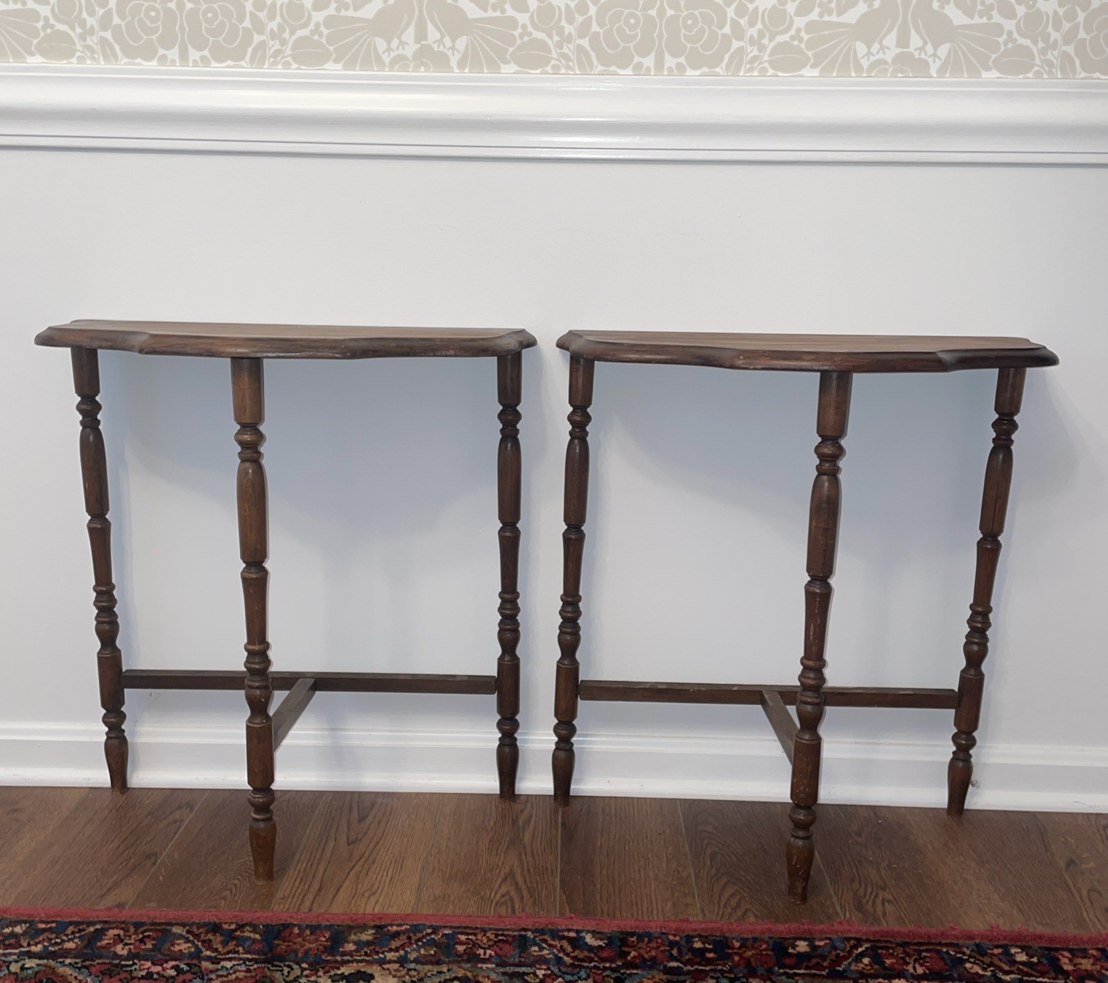 Demilune Entry Tables Rare MATCHING PAIR & RARE SIZE Antique Tables MCM Sides