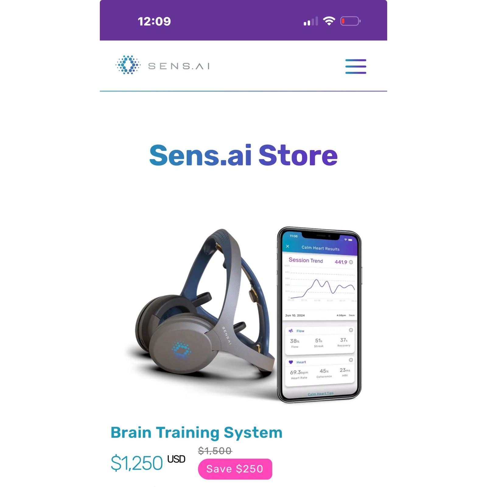 Sens.ai BrainTraining System — Complete brain training device/system