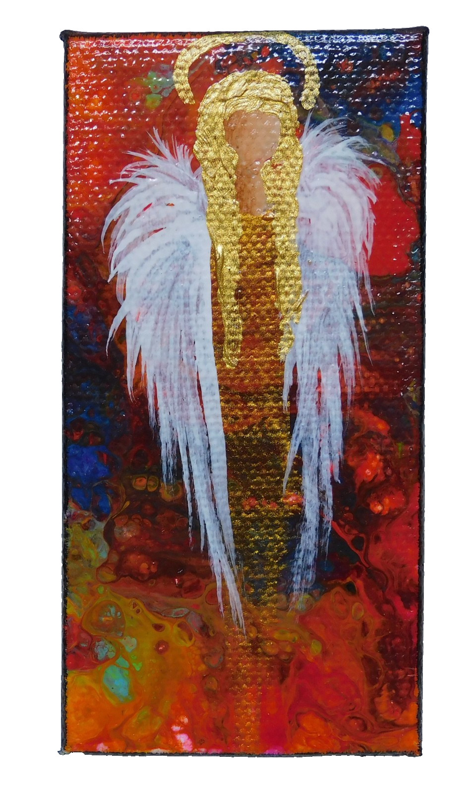 Guardian Angel Light Being Golden Hair Painting Canvas Original Art by Rain Crow