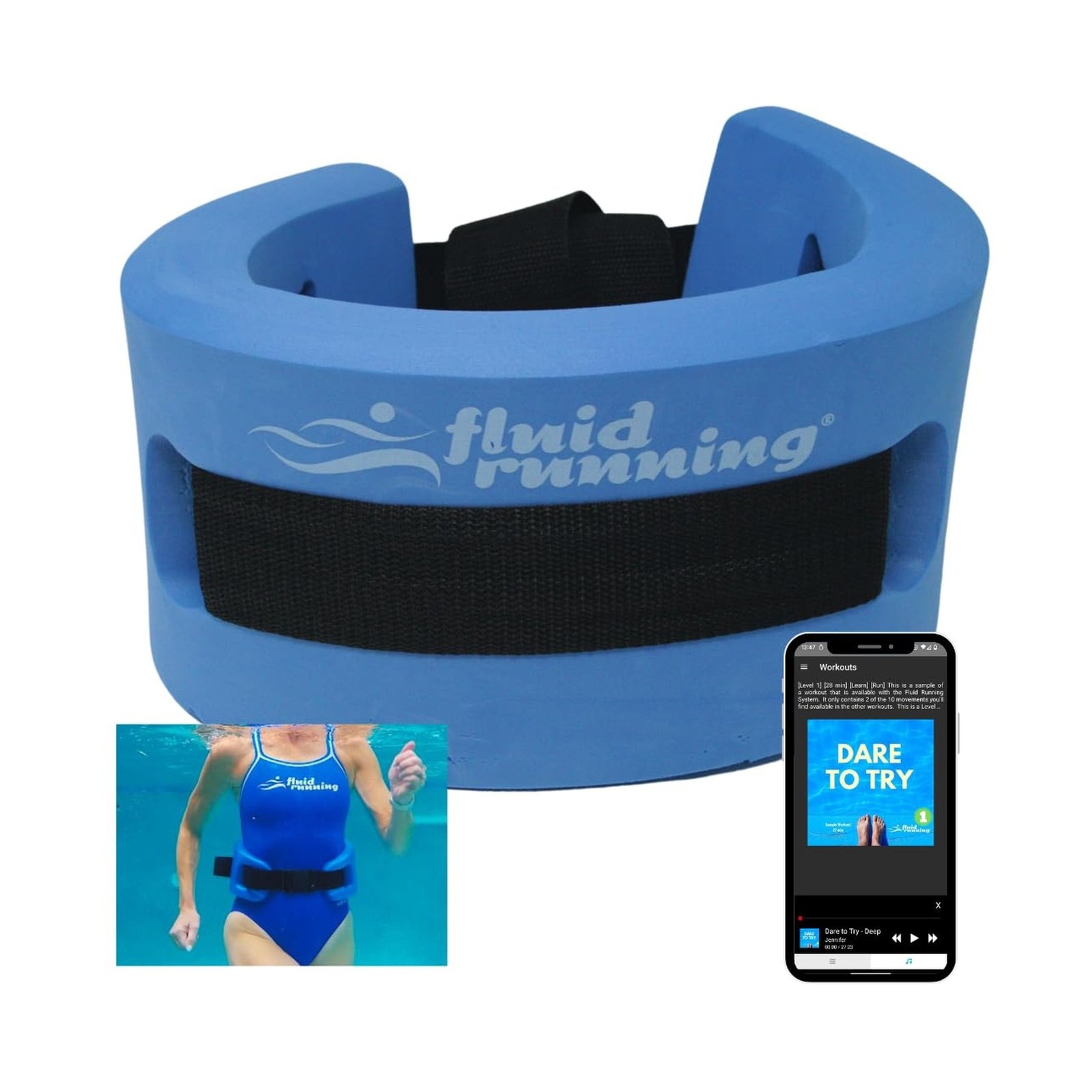 Fluid Running Aqualite Flotation Belt - Light Yet Extremely Buoyant with Comf...