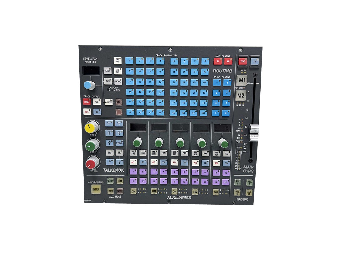Calrec AM5630 Auxiliary and main fader panel