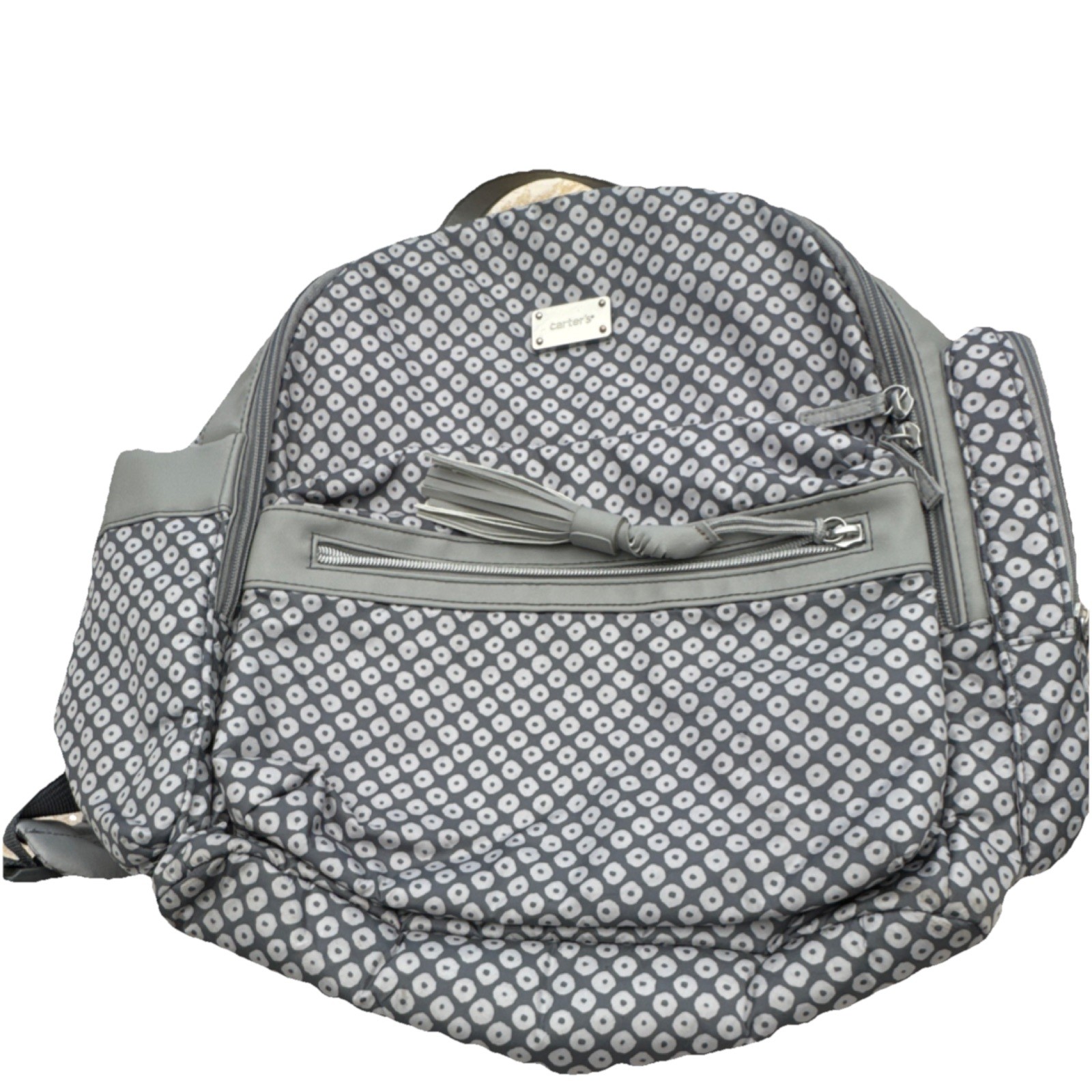 Carter's Gray White Geometric Large Diaper Backpack Polyester Pockets