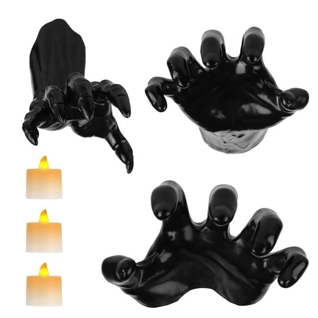 Fresh Fab Finds FFF-GPCT5058 Creepy Reaching Hands with Lighted Candles Wall ...