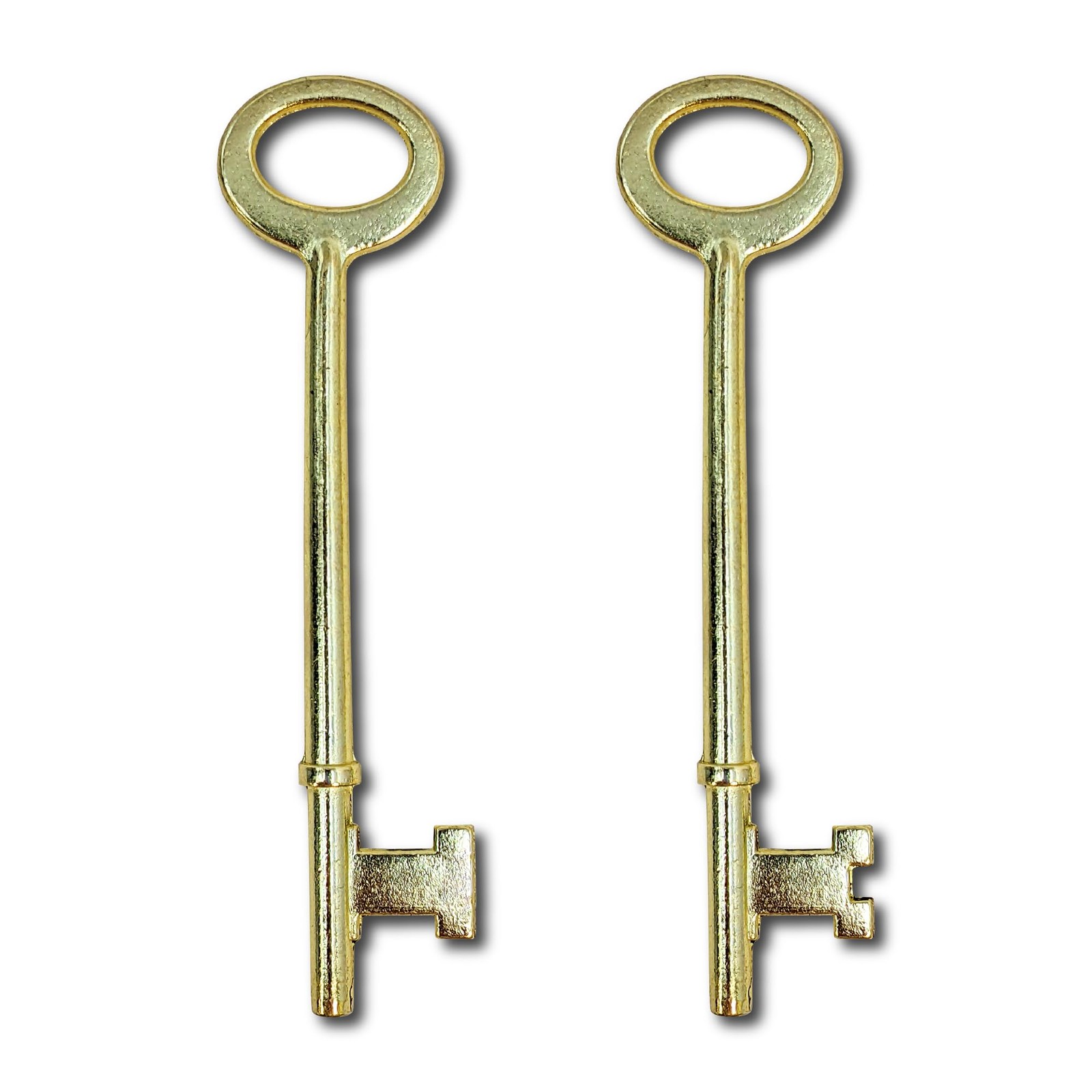 Skeleton Keys - 2PK, Brass-Plated Zinc, for Antique Locks, Gold 