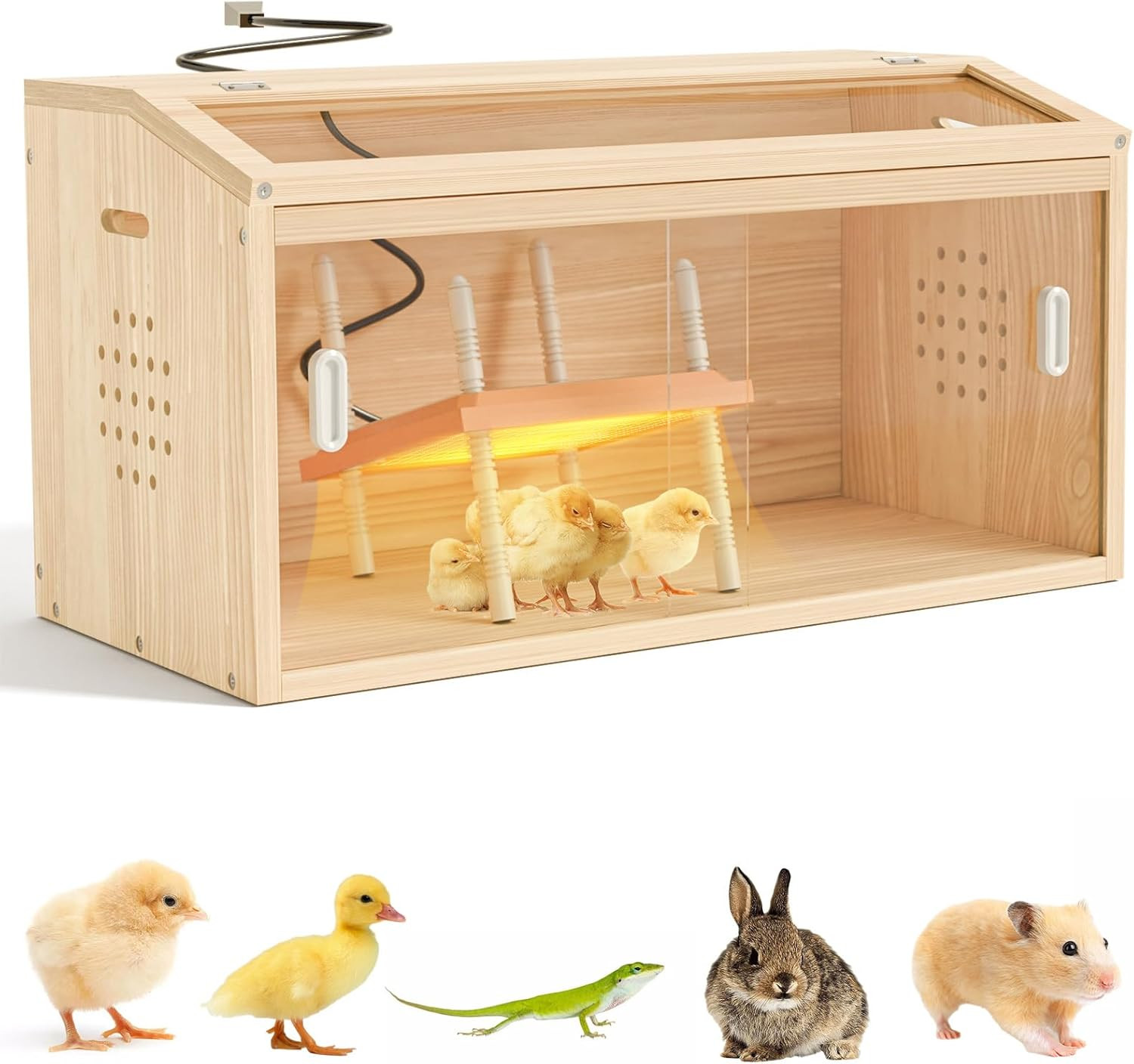 Brooder Box for Chicks Wooden Chick Brooder with Heat Lamp Large Brooder Plate f
