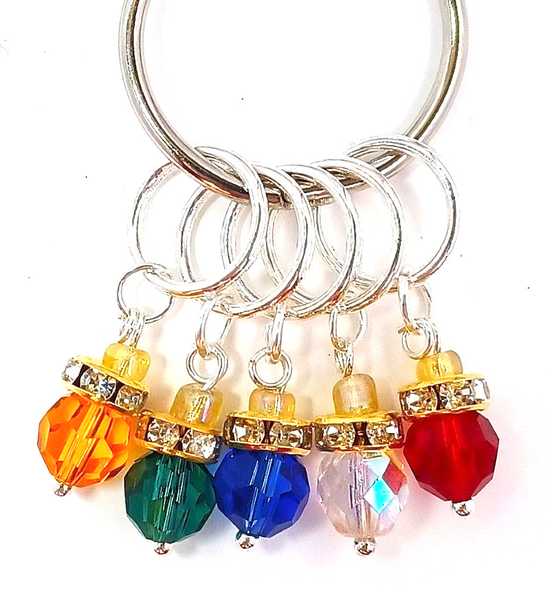 MikieLou Stitch Markers Premium Multicolor CRYSTAL Rhinestones Knitting US Ship