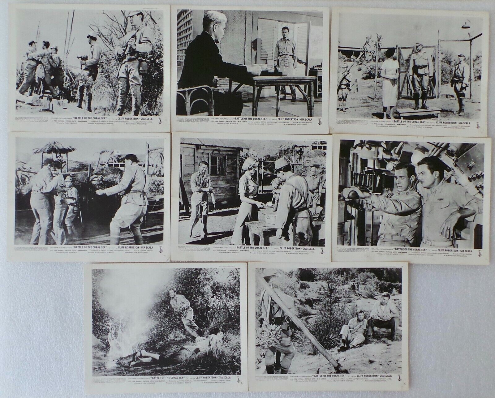 ORIGINAL 1959 LOBBY CARD SET 10 x 8 - 'BATTLE OF THE CORAL SEA' -CLIFF ROBERTSON