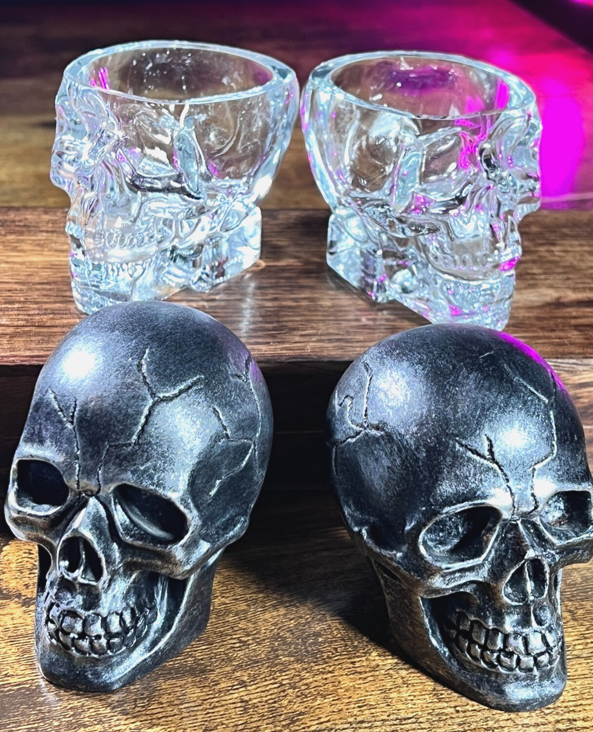 Lot of Crystal Skull Vodka Shot Glasses Resin Sculpture Halloween Decorations