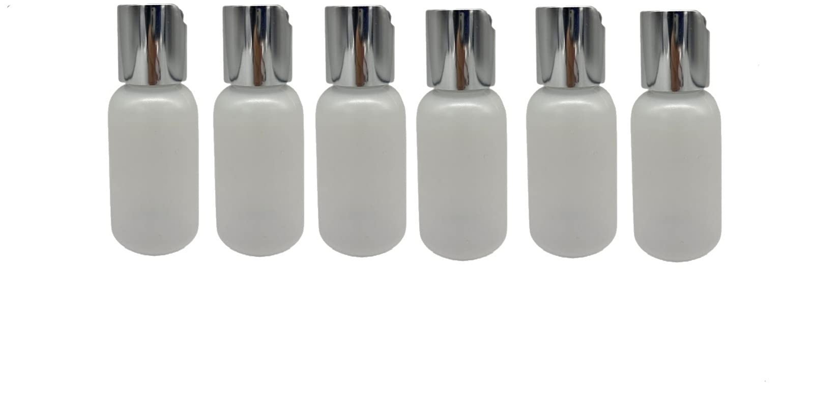 Natural Farms 1 oz Plastic Squeeze Bottles - 6 Pack - Silver Disc Cap- for Es...