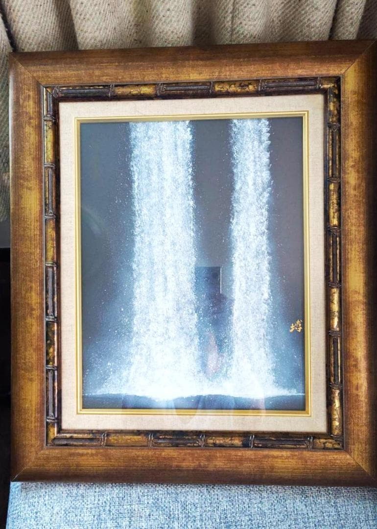 Hiroshi Senju Waterfall Handwritten Copy F6 Wooden Frame Limited Condition