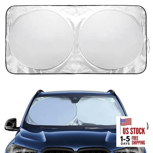 Foldable Windshield Sun Shade for Car, Truck, SUV - Blocks Sunlight & Heat, UV 