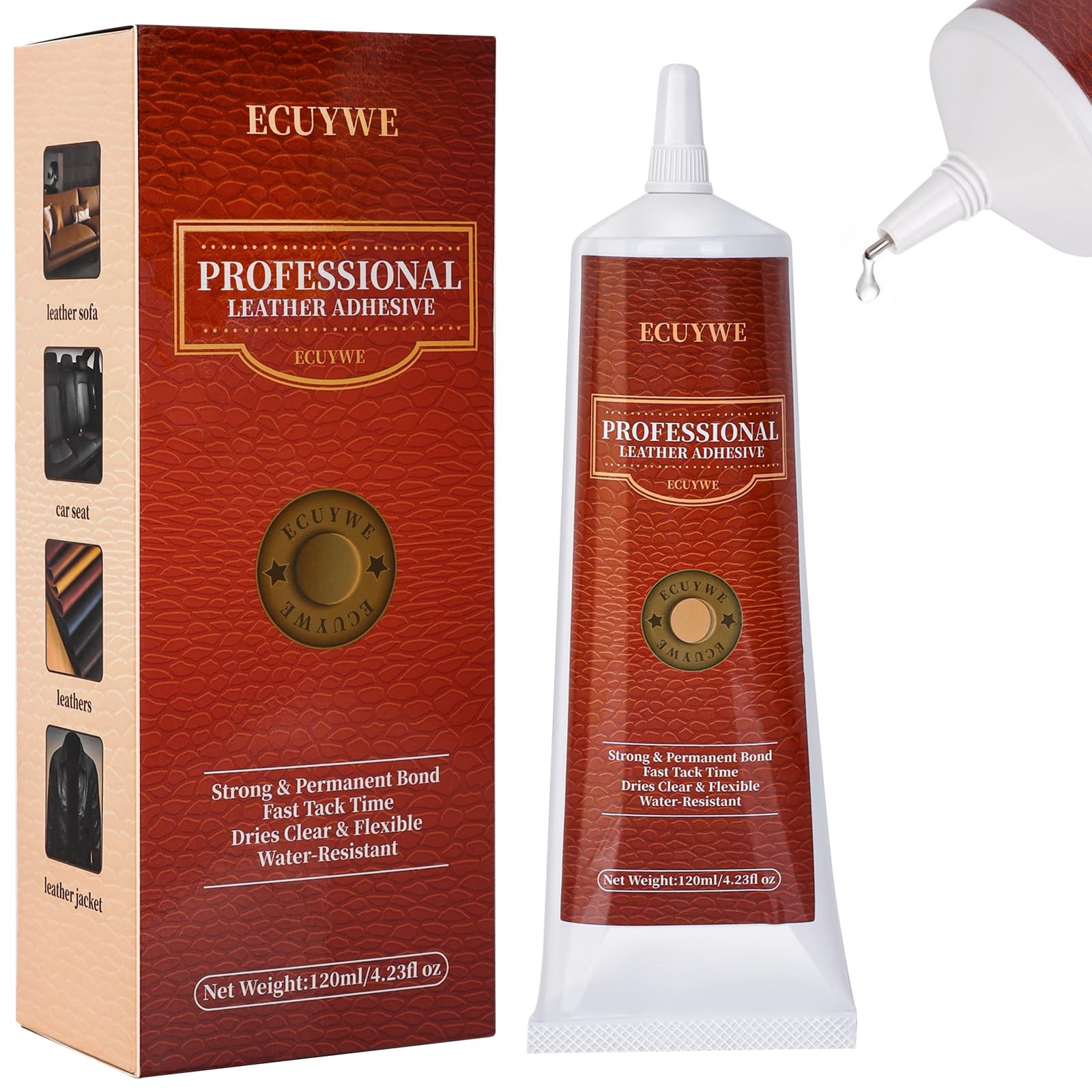 Professional Leather Glue Adhesive -120 ML Industrial Strength, Clear & Flexi...