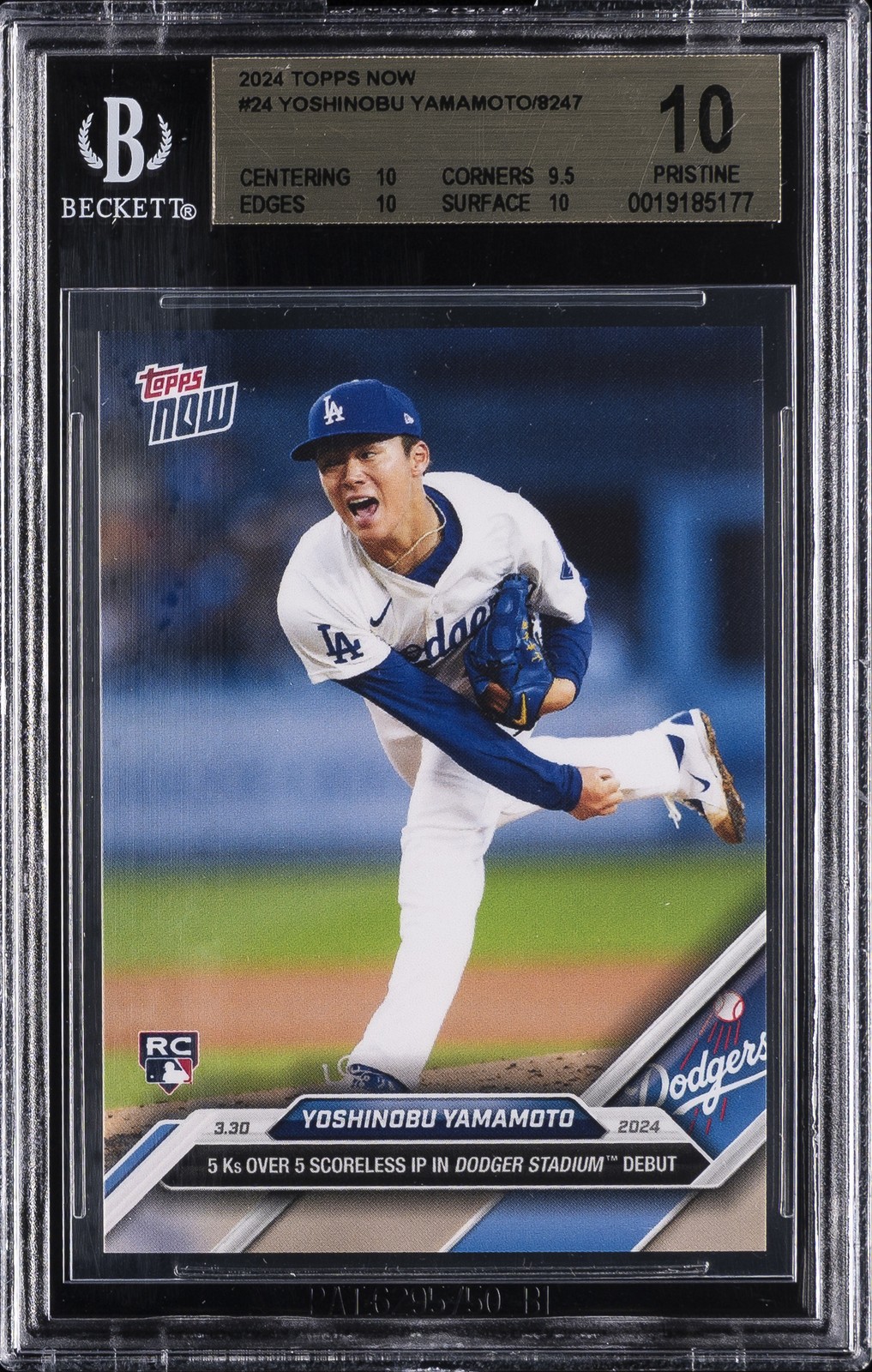 2024 TOPPS NOW #24 YOSHINOBU YAMAMOTO/8247 BGS 10