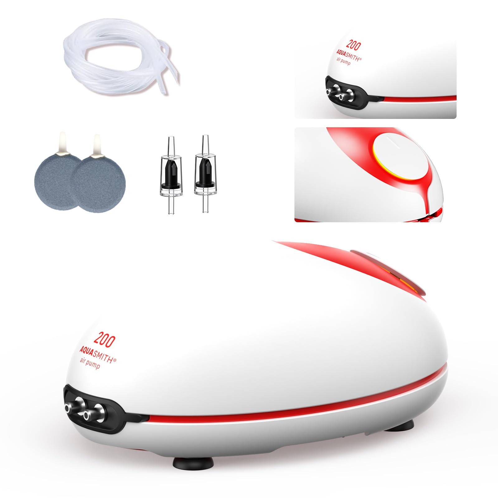 1.5w Ultra Quiet Aquarium Air Pump, Aquarium Aerator Adjustable Airflow, Sing...