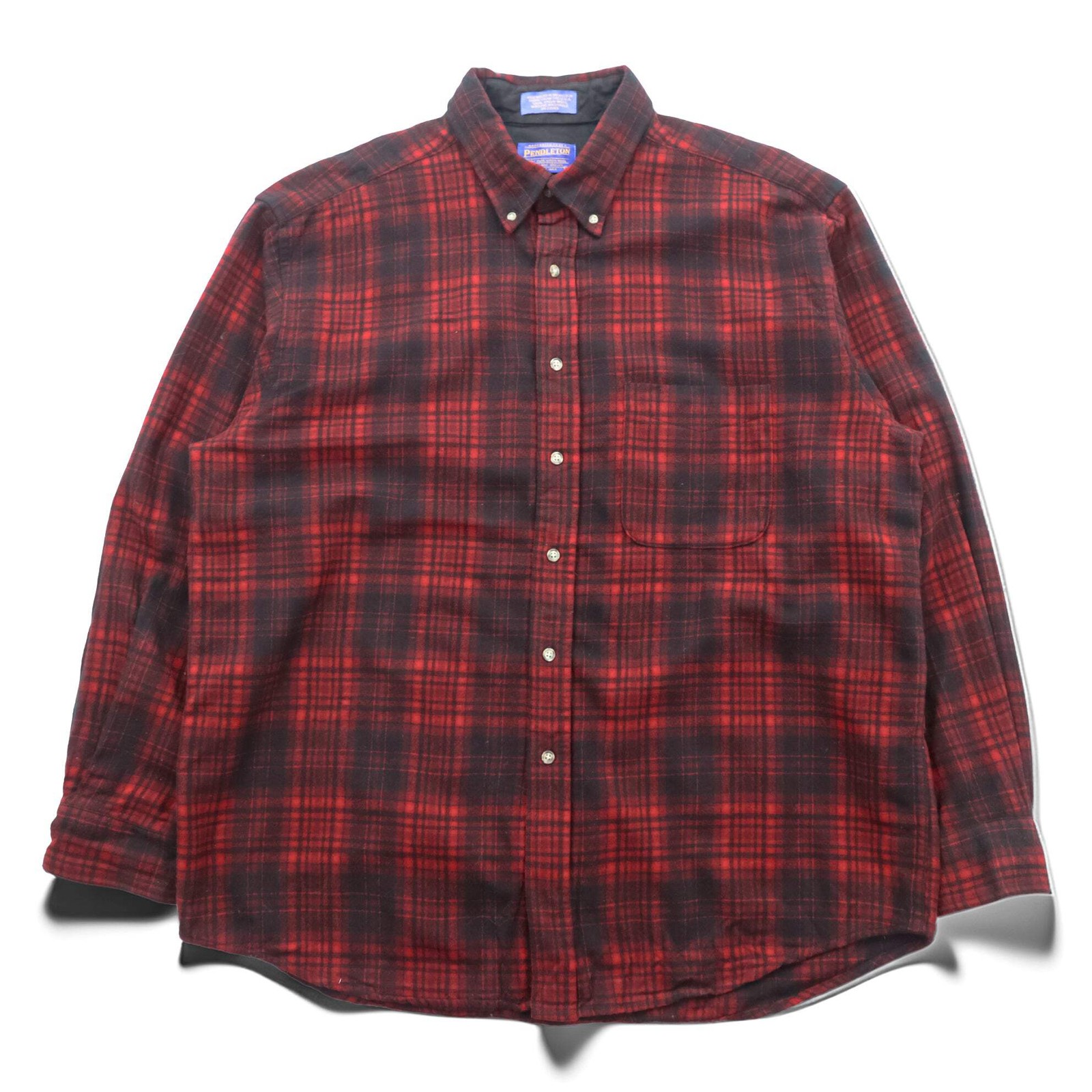 Pendleton Wool Shirt XL Red Black Ombre Shadow Check Buffalo Plaid Button Down