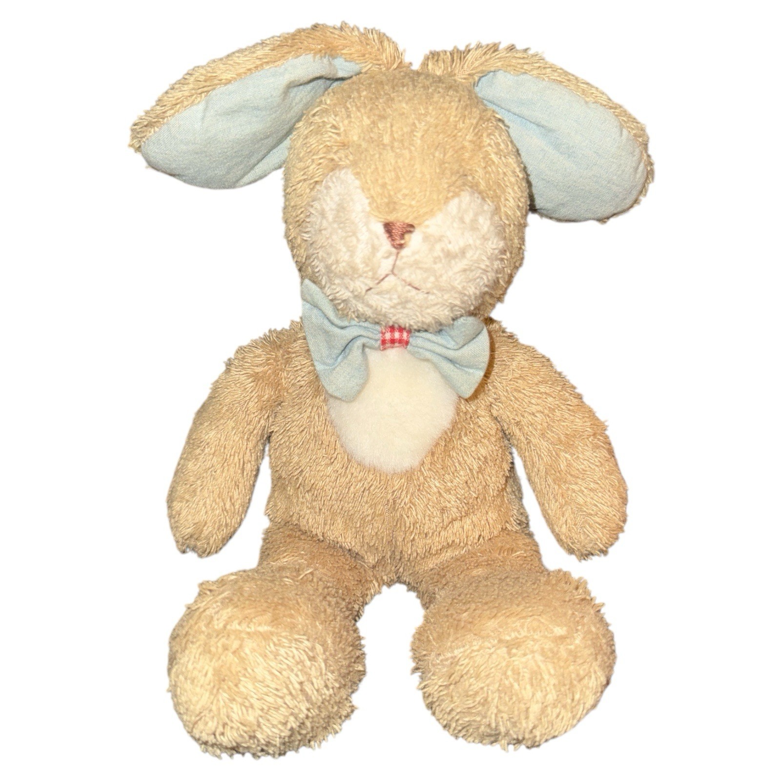 Carters Classics Bunny Plush Baby Lovey Tan White Blue Ears Bow Tie 3027 Vintage