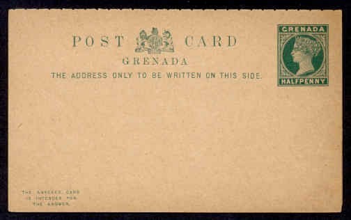 GRENADA H&G #8 QV Reply card MINT