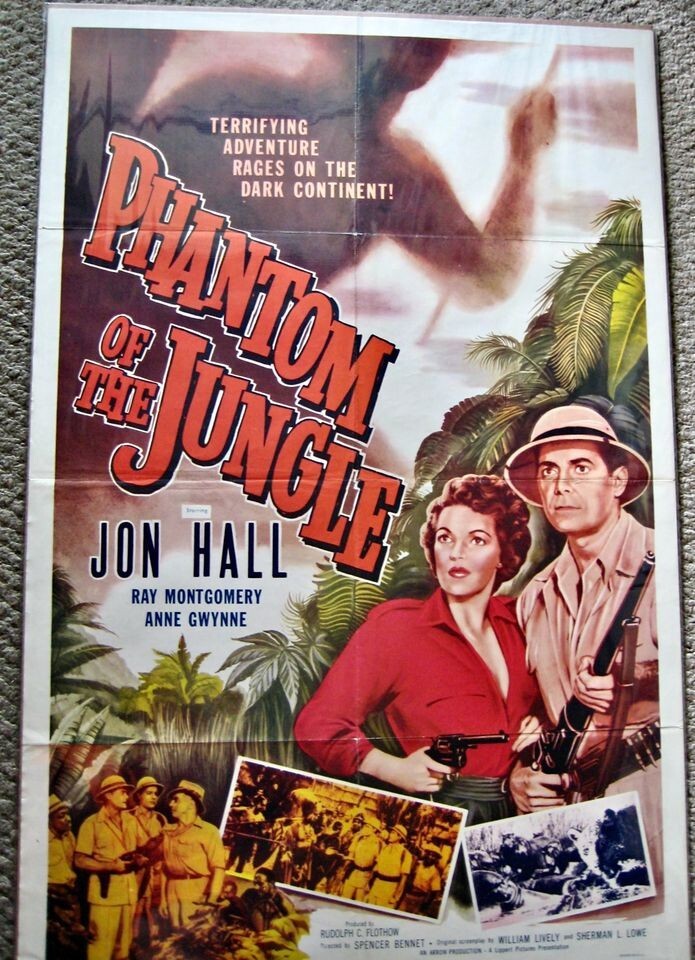 VINTAGE ORIGINAL ONE SHEET POSTER 1955 "PHANTOM OF THE JUNGLE."