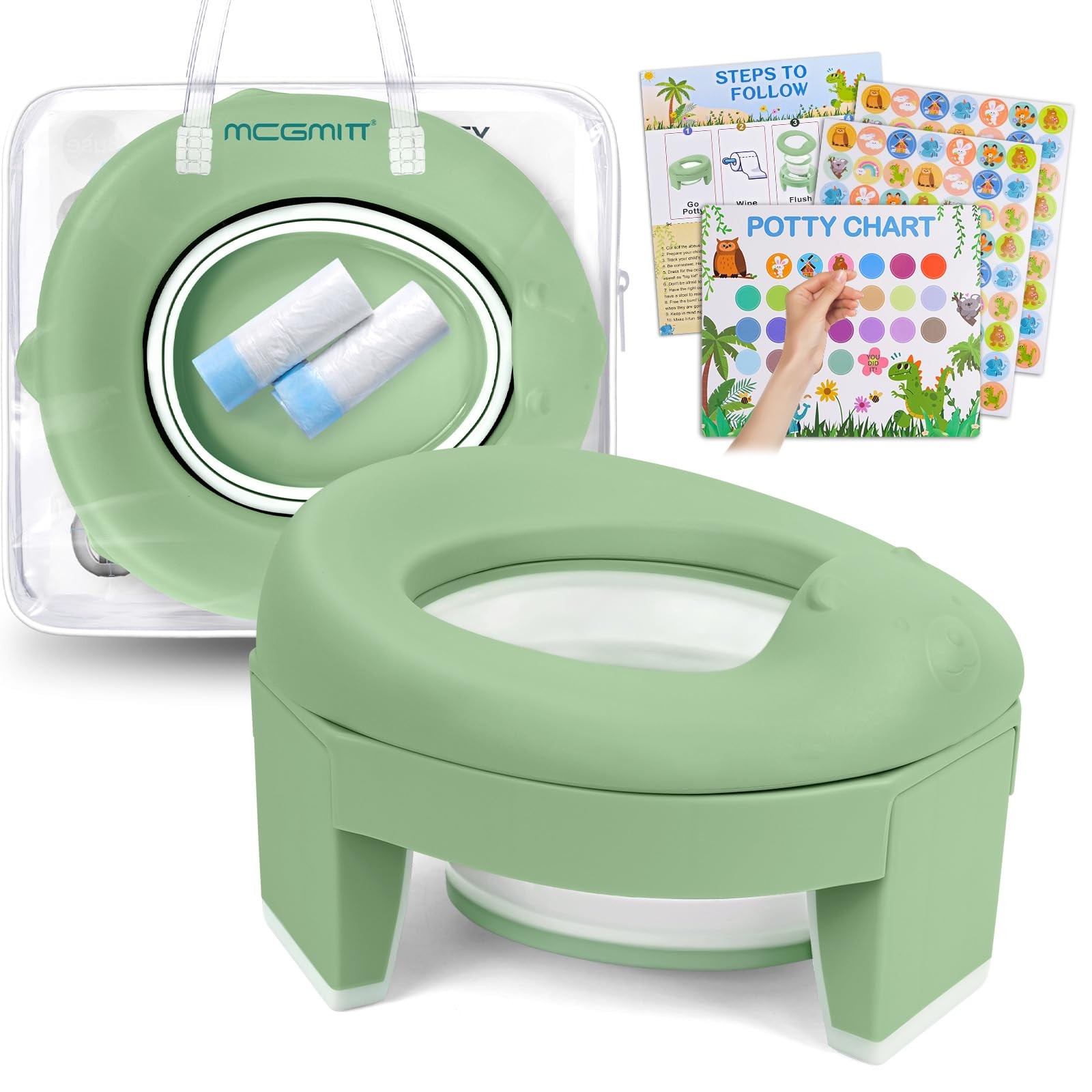 Portable Potty for Travel - Foldable Training Chair for Girls with Storage Ba...