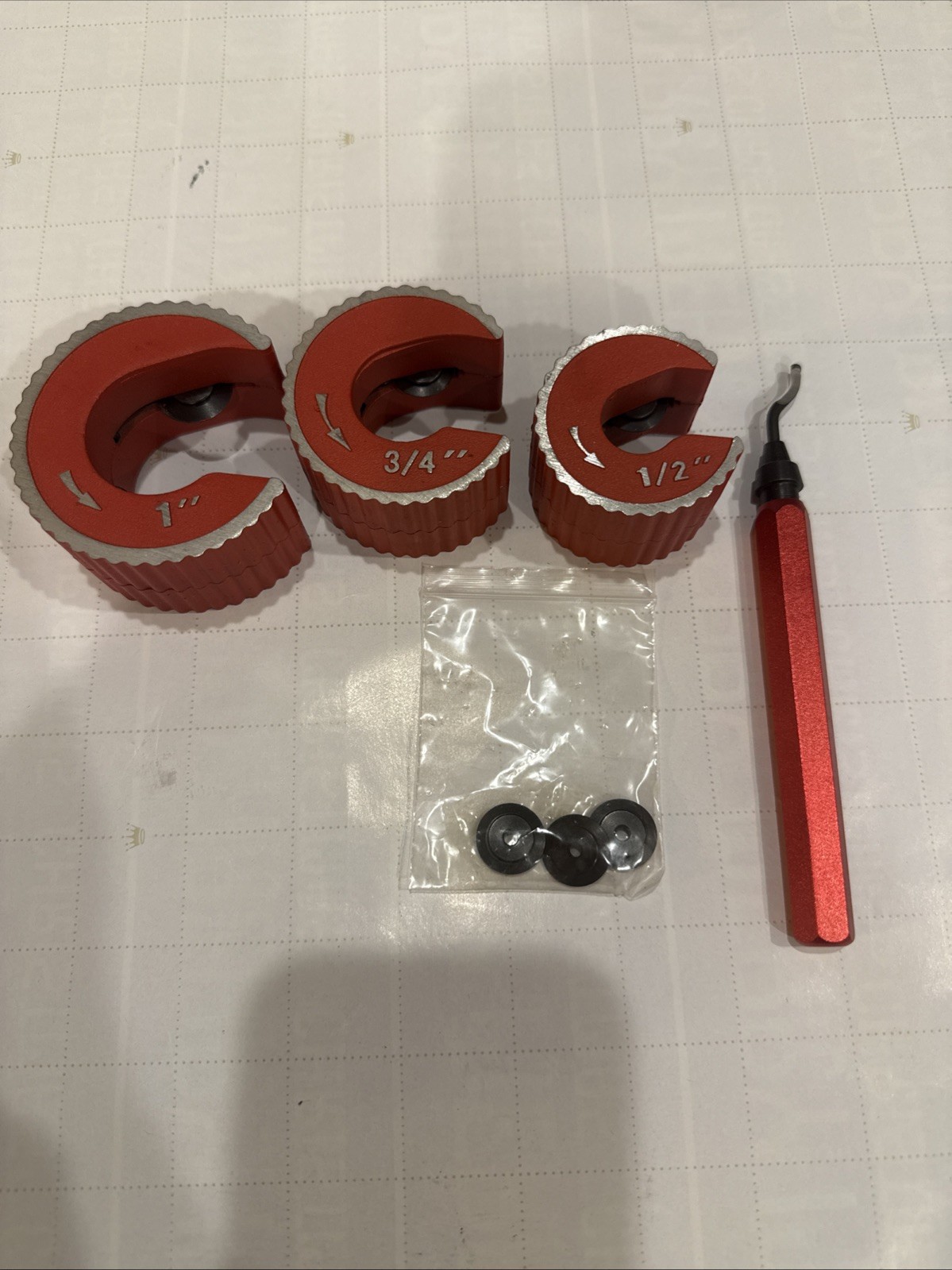 4pcs Pipe Cutter Tool Set 3pcs Copper Tubing Cutter 1/2 3/4 1 & 1pcs Deburring