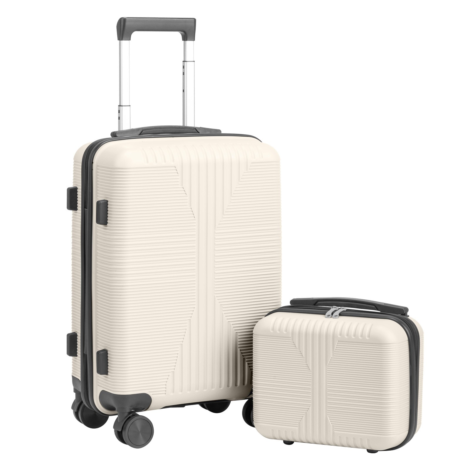 2 Piece PP Luggage Set 12" 20" Hard Shell Suitcase Off-White Combination Lock